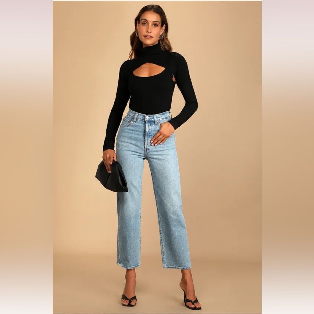 NWT Lulu’s double the Vibes Black turtleneck 2 piece sweater top size XS